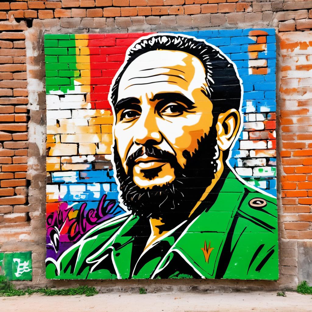 Fidel Castro Graffiti on Urban Wall