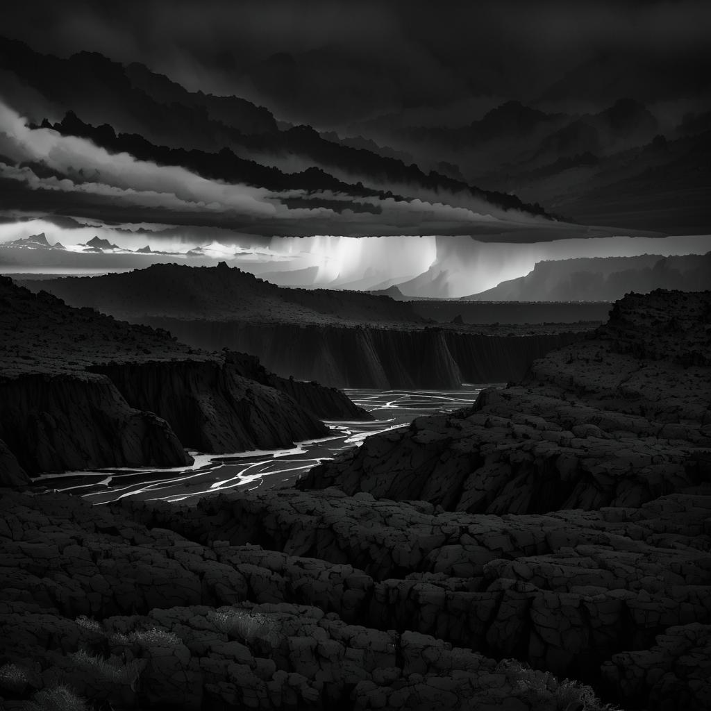 Dramatic Black-and-White Lava Landscapes