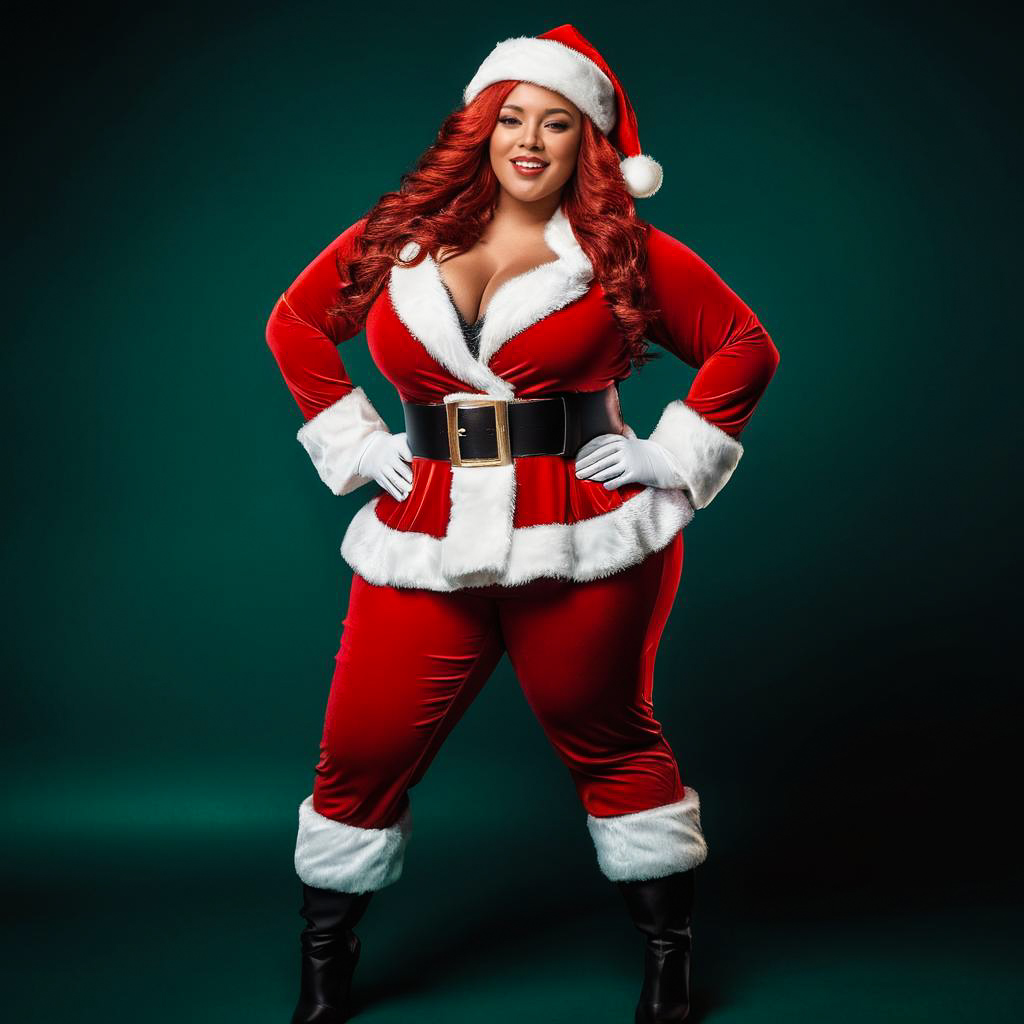 Excited Woman in Santa Claus Costume