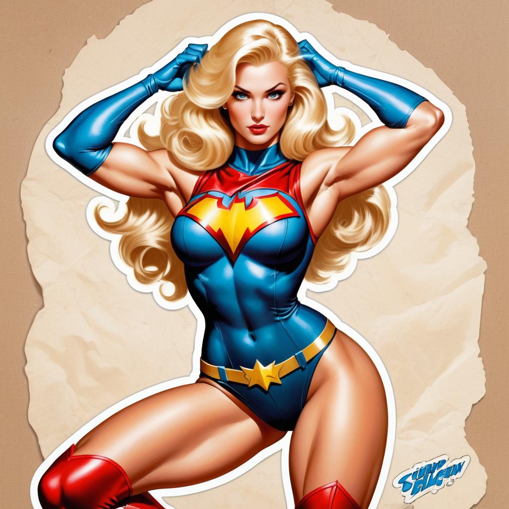 Muscular Blonde Heroine Pinup Poster Art