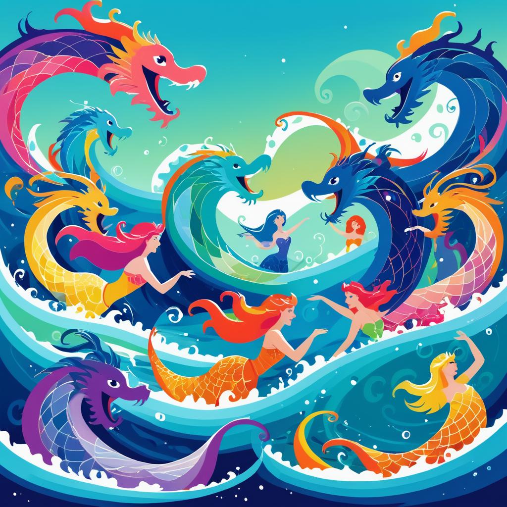 Mermaids vs Sea Serpent in Fantasy Duel