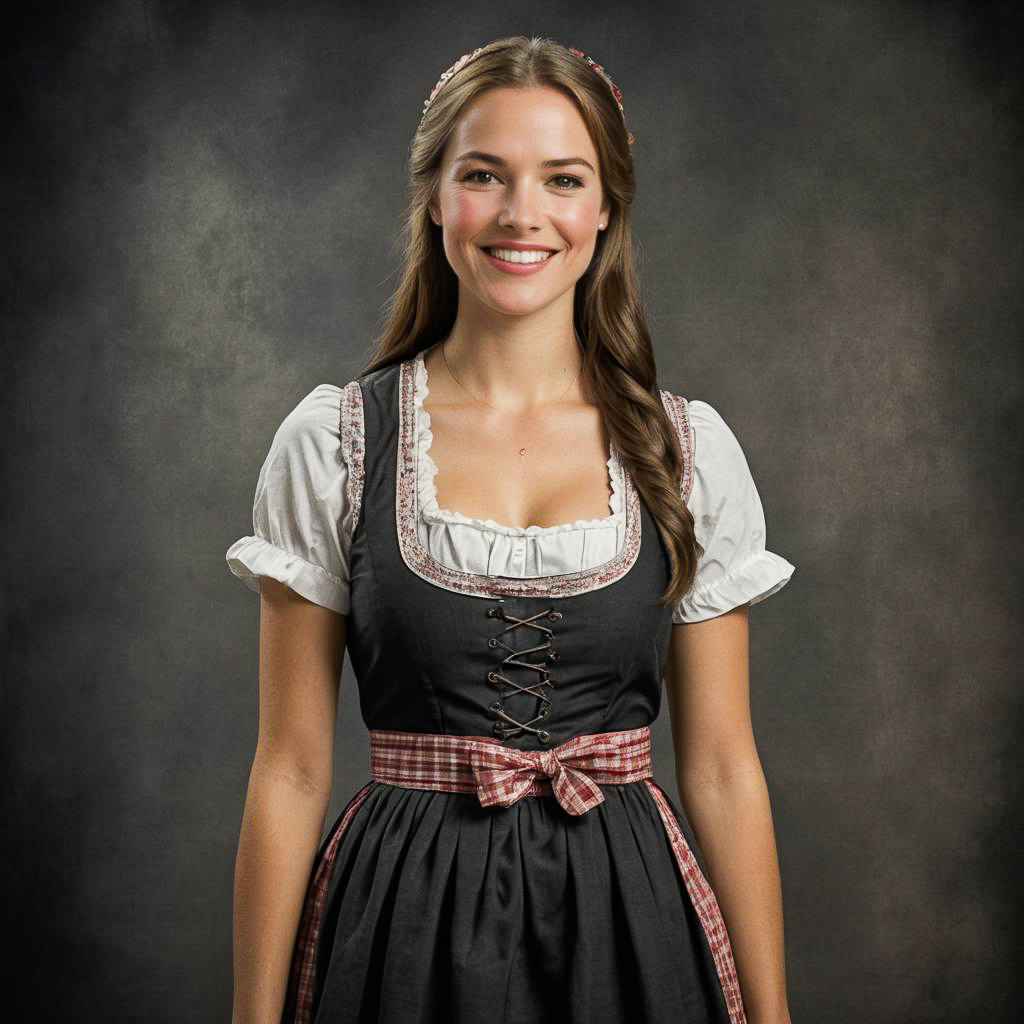 Smiling Young Woman in Charcoal Studio