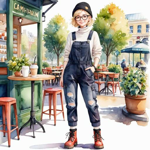Fashionable Girl in a Park Café