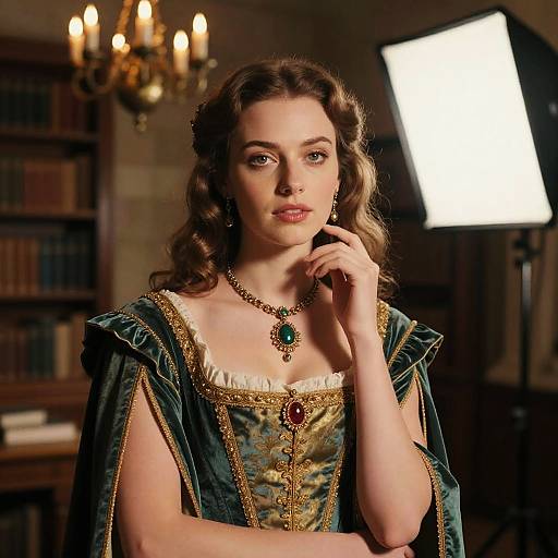 Renaissance Poet Portrait in Library