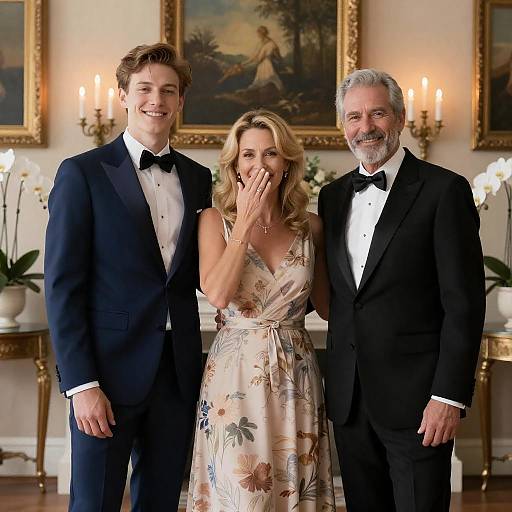 Elegant Formal Portrait with Smiling Trio
