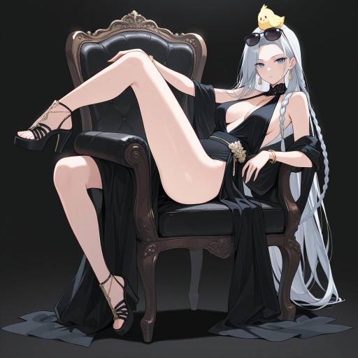 Chic Woman with Silver Hair in Style Chic Woman with Silver Hair in Style