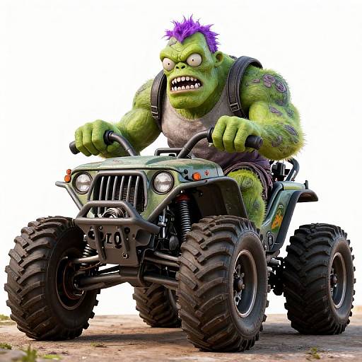 Green Zombie Driving Rugged Off-Roader