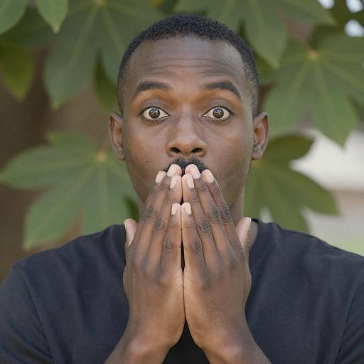 Surprised Man Surrounded by Nature
