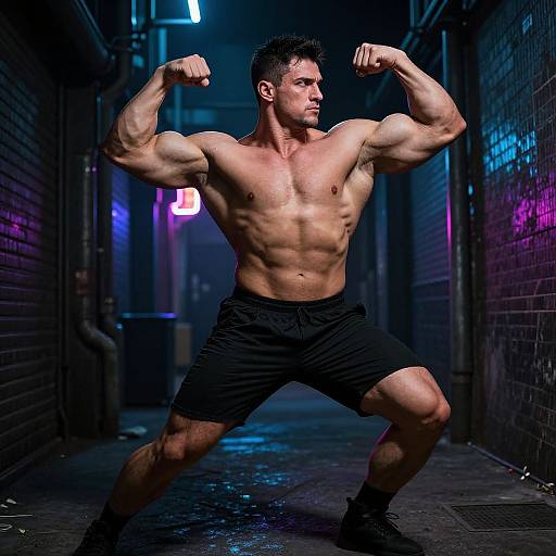 Cyberpunk Muscular Man Flexing
