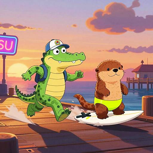 Vibrant Cartoon Coast Guard Chase