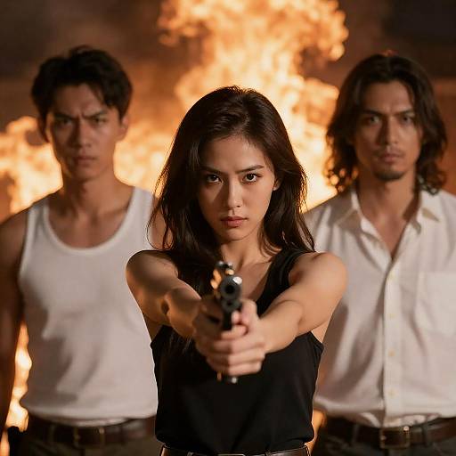 Dramatic Portrait with Fiery Background