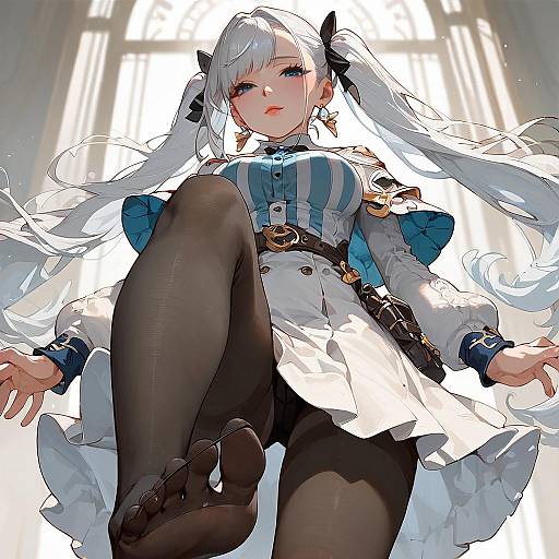 POV White-Haired Twintails Standing Pose