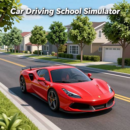 3D Red Sports Car Driving Simulator