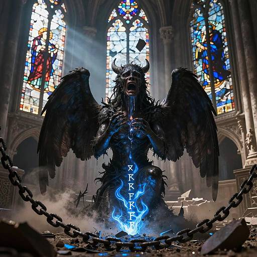 Weeping Demon in Ruined Cathedral