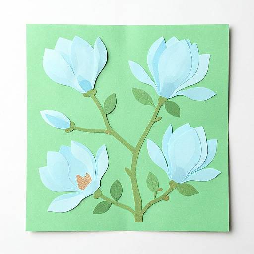 Intricate Magnolia Flowers on Craft Paper