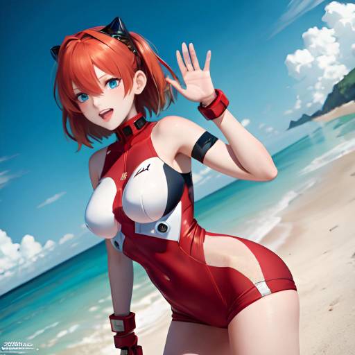 Dynamic Asuka Langley at the Beach