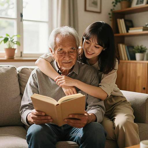 Tender Reading Moment: Elderly and Young