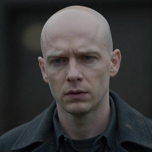 Close-Up of Worried Bald Man