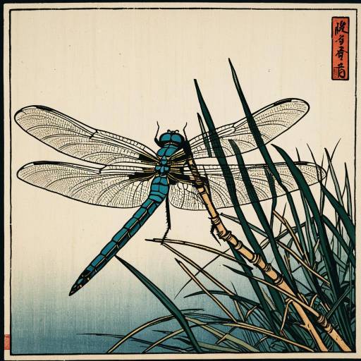 Intricate Dragonfly Ukiyo-e Print Design Intricate Dragonfly Ukiyo-e Print Design
