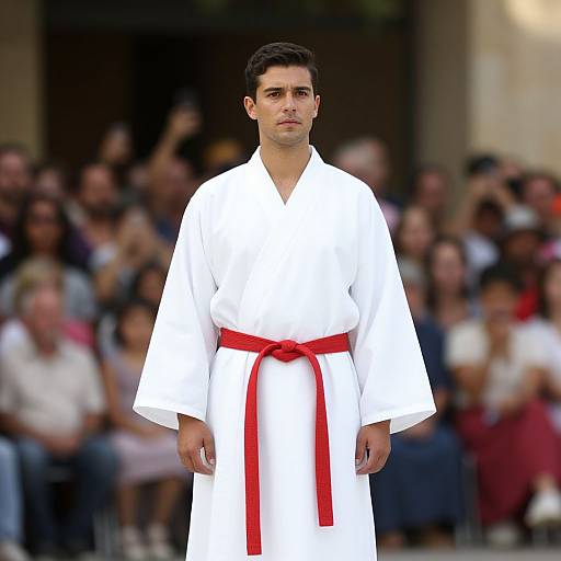 Man in White Robe with Red Belt