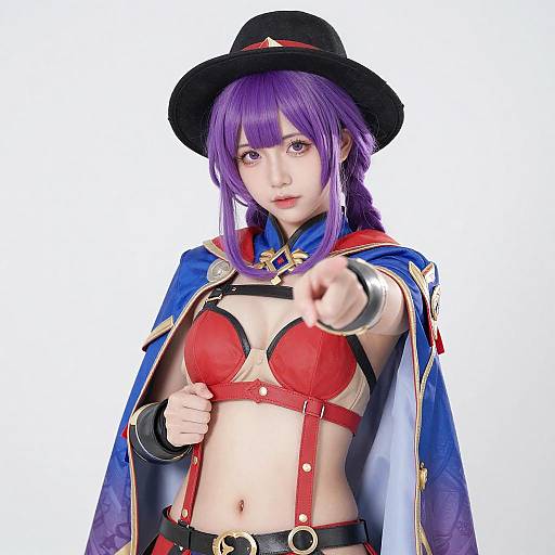 Young Woman in Colorful Fantasy Attire