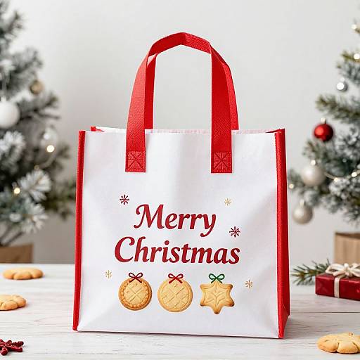 Christmas Paper Tote Bag for Bakery