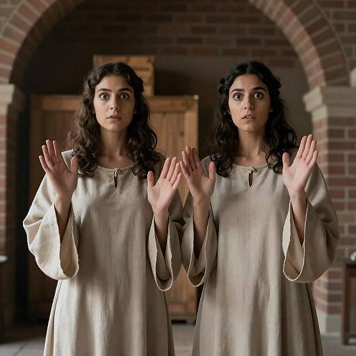 Medieval Women in Arched Room