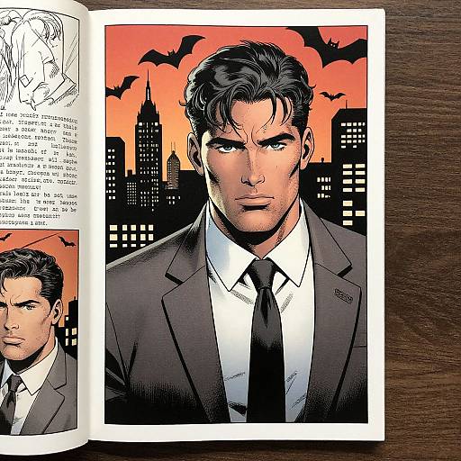 Comic Page Man in Suit with Bats