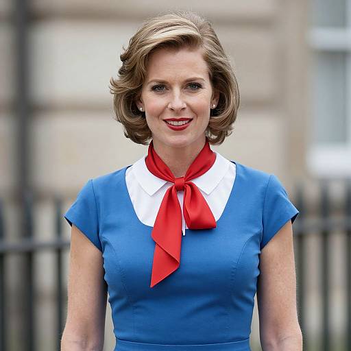 British Iconic Woman in Blue Dress