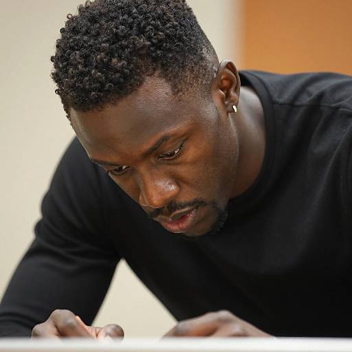 Intense Focus of a Black Man