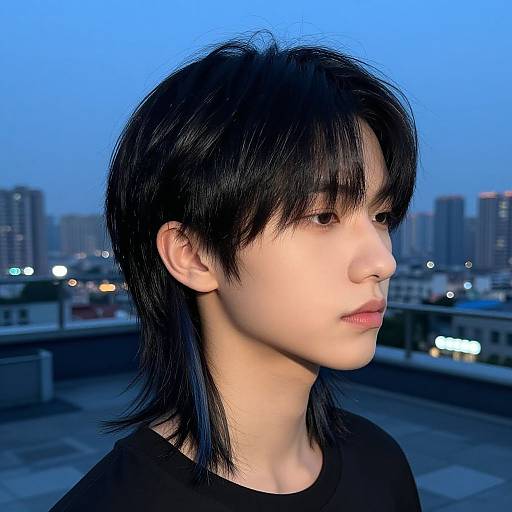 Sleek Femboy Hair Twilight Portrait