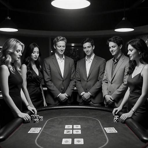 Black-and-White Poker Night: Six Players