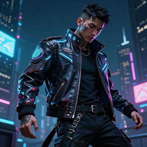 Futuristic Cyberpunk Leather Jacket