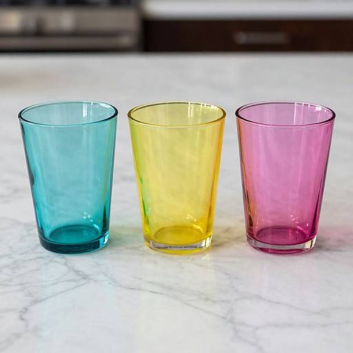 Colorful Drinking Glasses on Marble
