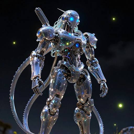 Glowing Sci-Fi Mecha with Tentacles