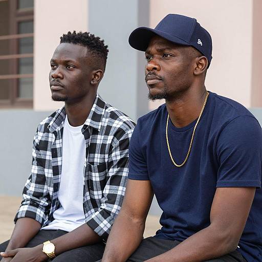 Contemplative Moments of Two Men Outdoors