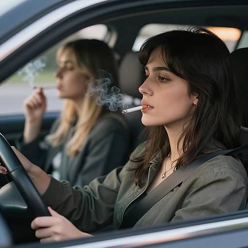 Candid Car Moment with Smoky Atmosphere