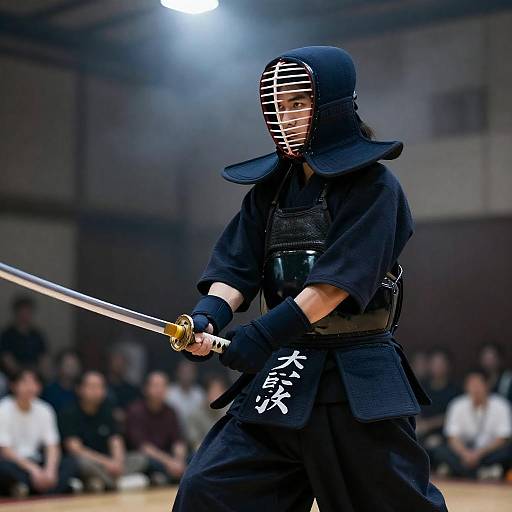 Intense Kendo Practitioner in Action