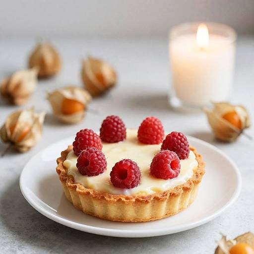 Raspberry Tart with Cream and Physalis