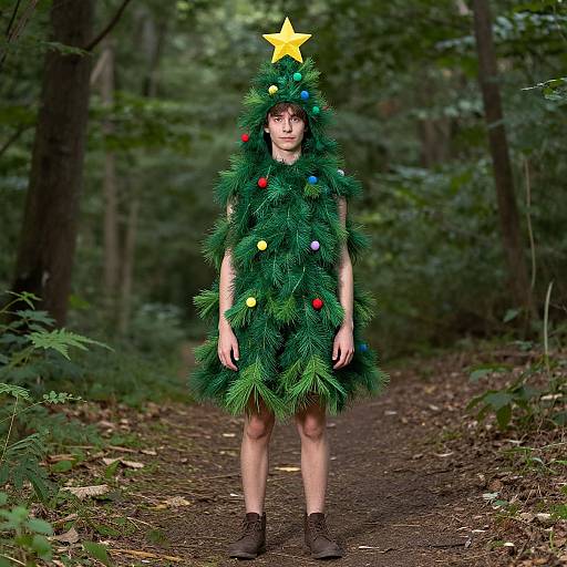 Boy in Pine Tree Costume Parody
