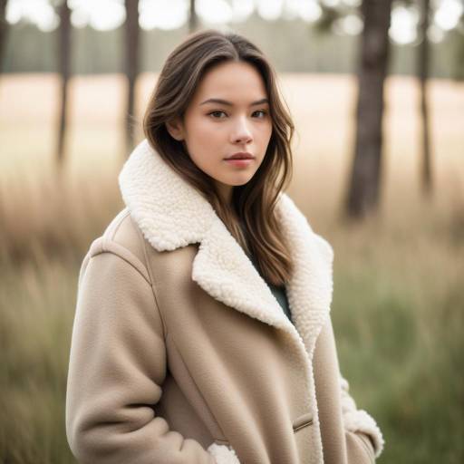 Young Woman in Shearling Coat Outdoors