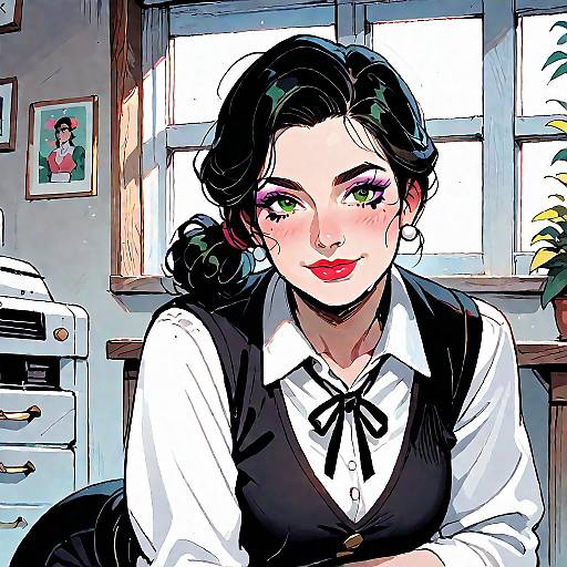 Exhausted Office Lady Beside Coffin