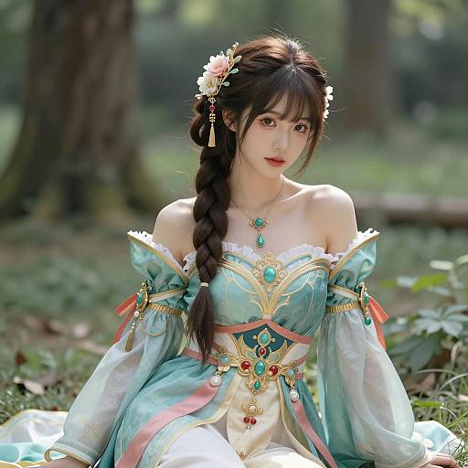Fantasy Cosplay Woman in Ornate Dress