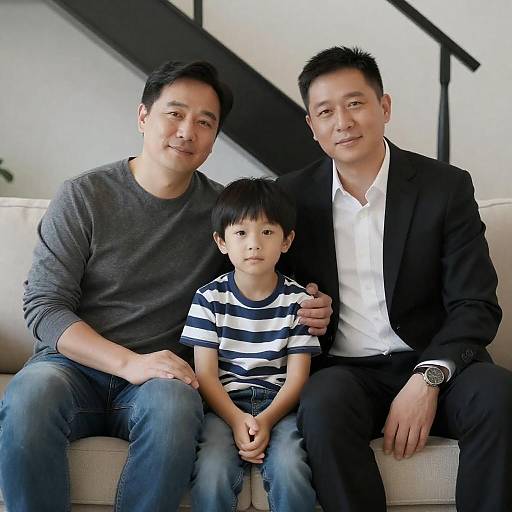 Family Portrait on Beige Couch