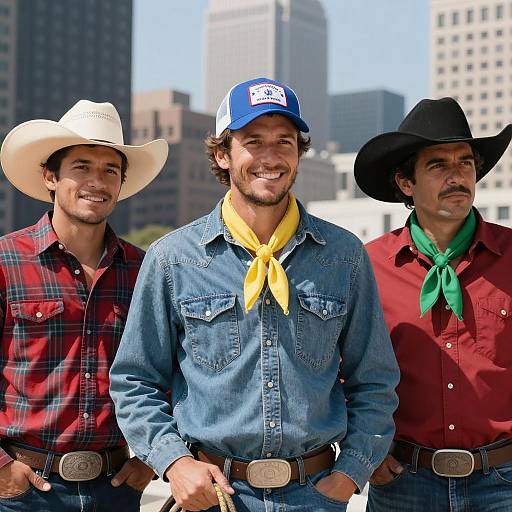 Three Men in Urban Cowboy Style