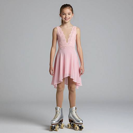 Charming Young Girl in Skating Dress
