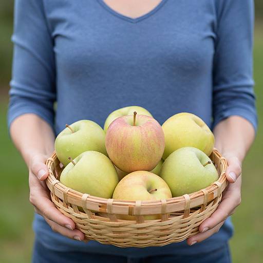 Woman Holding Basket of Apples