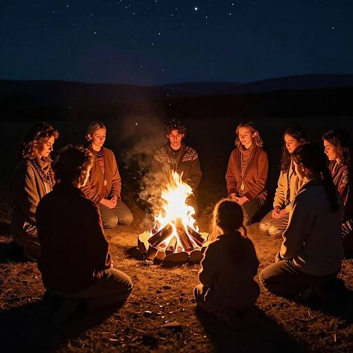 Spiritual Night Prayer Around Campfire