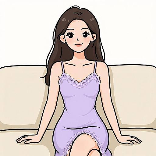 Smiling Woman in Lilac Slip Dress