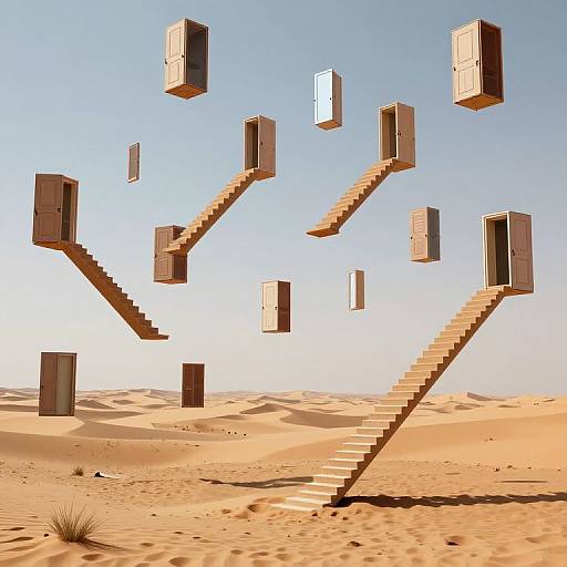 Infinite Mirrored Desert of Doors